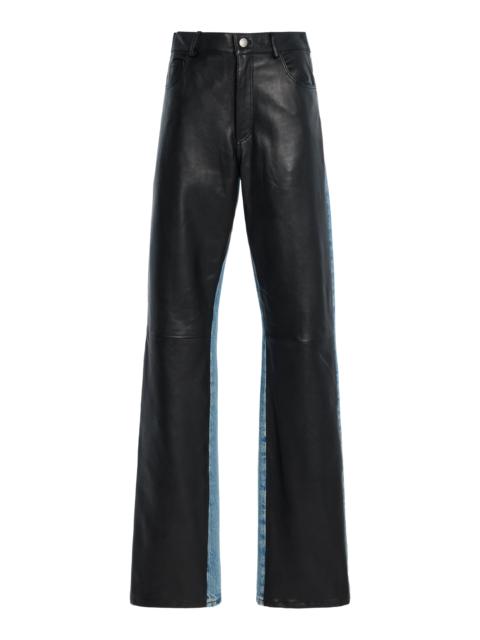 HAIKURE Star Leather and Denim High-Rise Straight-Leg Jeans dark wash