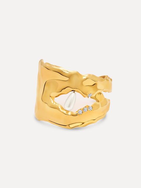 Oscar de la Renta HAMMERED PEARL CUFF BRACELET