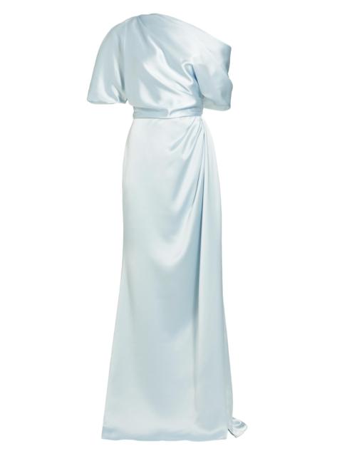 AMSALE Women's Draped Off-The-Shoulder Gown - Ice
