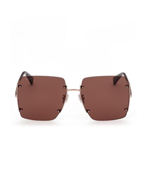 Max Mara 60mm Geometric Sunglasses in Bronze/Other /Brown