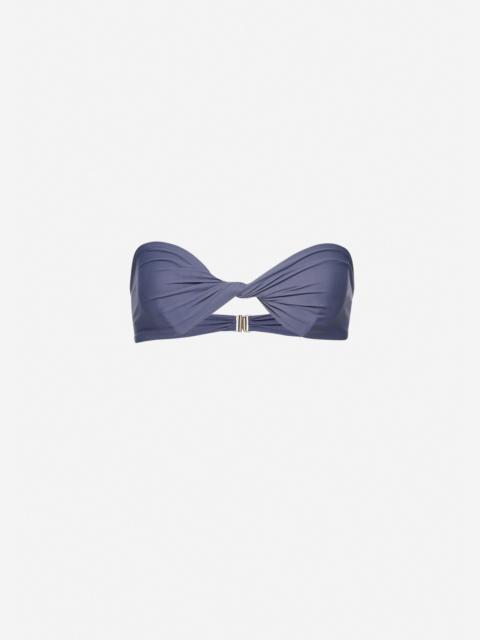 MAGDA BUTRYM Twisted bandeau swim top in blue