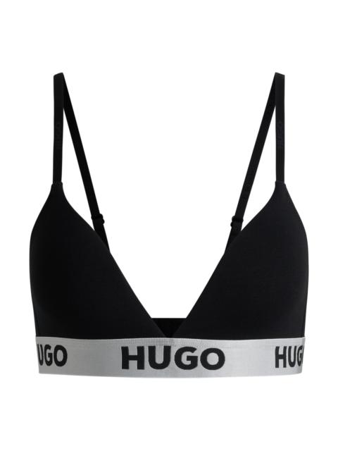 HUGO STRETCH-COTTON TRIANGLE BRA WITH LOGO BAND