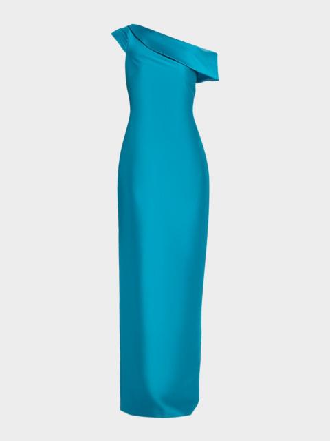BADGLEY MISCHKA One-Shoulder Column Gown