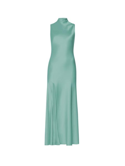 LAPOINTE Satin Drape Neck Sleeveless Dress