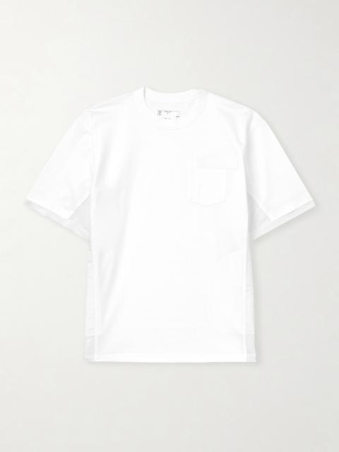 sacai Appliquéd Shell-Trimmed Cotton-Jersey T-Shirt