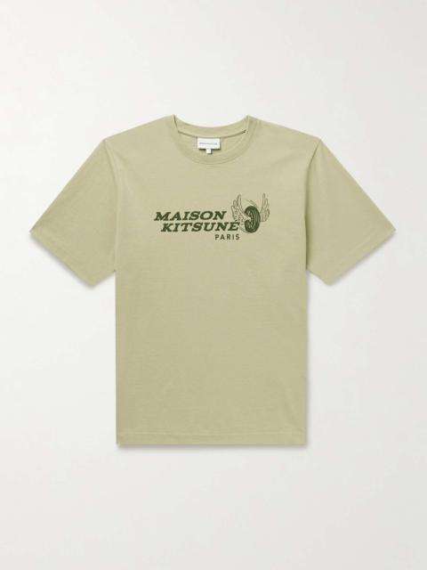 Maison Kitsuné Racing Wheels Logo-Print Cotton-Jersey T-Shirt