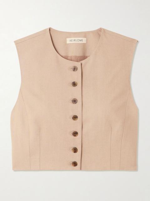 HEIRLOME Danielle cropped silk top Beige