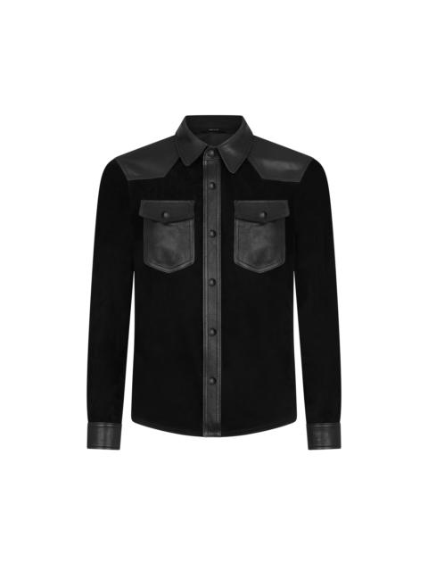 TOM FORD SOFT SUEDE CONTRAST WESTERN SHIRT
