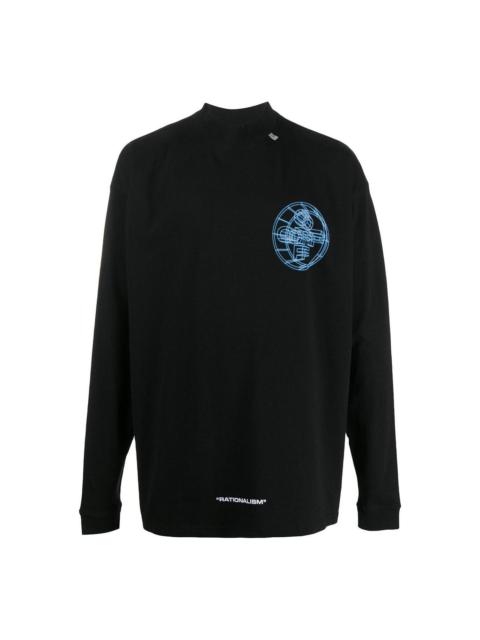 Off-White Men's Off-White Alphabet 3D Pattern Printing Long Sleeves Black T-Shirt OMAB032R201850031088