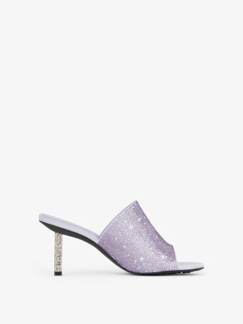 G CUBE MULES IN SATIN WITH STRASS