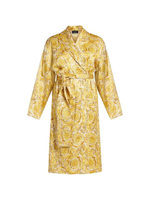 VERSACE Barocco-print silk-satin robe