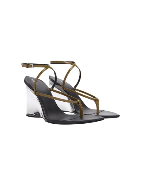 Alaïa Invisible Patent Leather Thong Sandals black