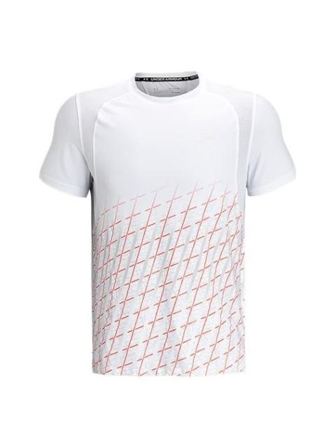Under Armour Men's Under Armour Iso-Chill Gradient Stripe Printing Running Sports Short Sleeve White 1367876-100