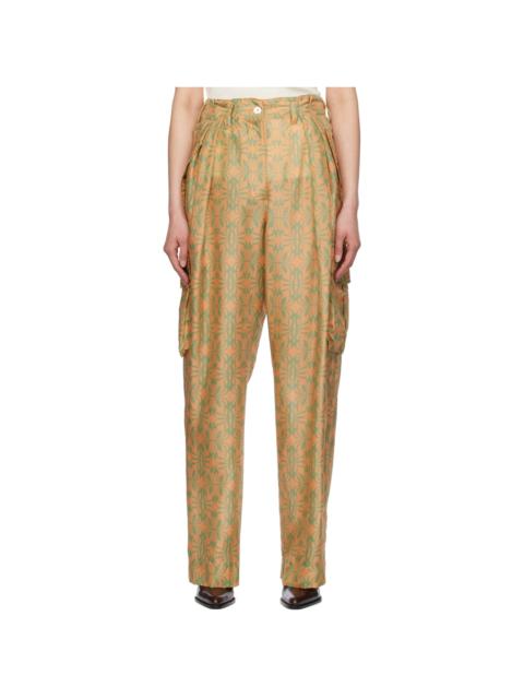 Dries Van Noten Orange Graphic Cargo Pants