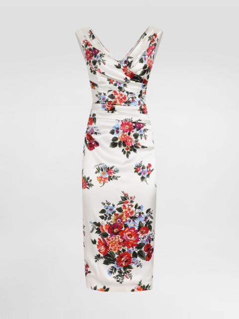 Dolce & Gabbana Flower bouquet-print satin dress