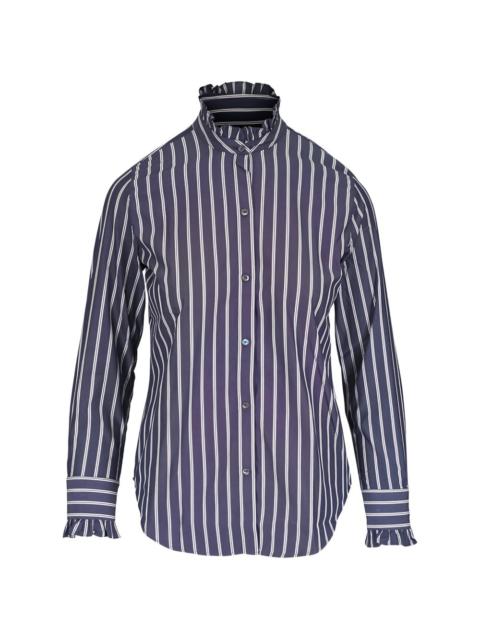 NILI LOTAN Lydia ruffled-trim striped blouse