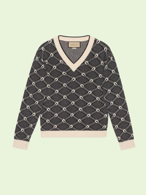 Wool cotton jacquard sweater