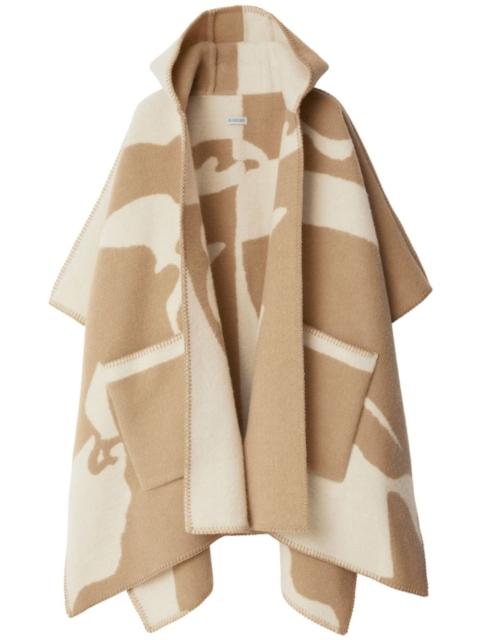 Burberry EKD-motif hooded wool cape