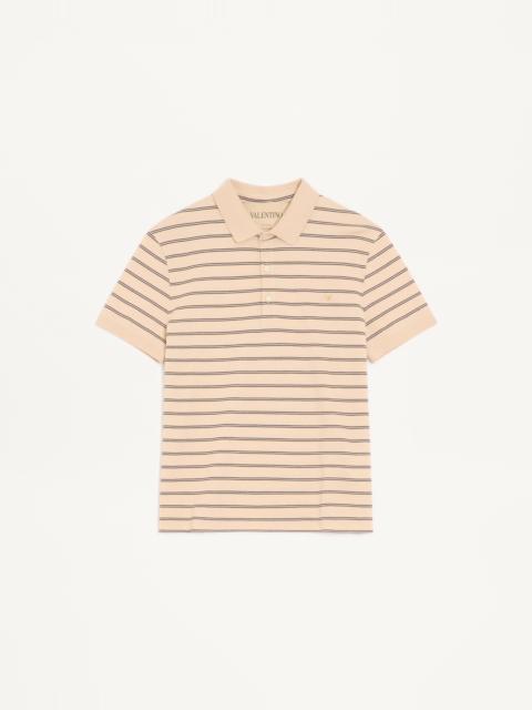 Valentino VALENTINO COTTON PIQUE POLO SHIRT WITH VGOLD STRIPES