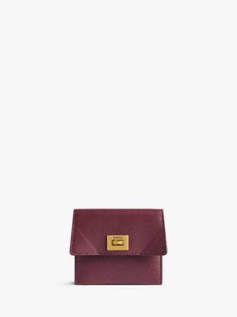 BALENCIAGA Women's Rodeo Card Holder With Flap in Burgundy