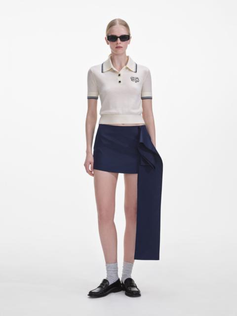self-portrait Navy Nylon Mini Skirt