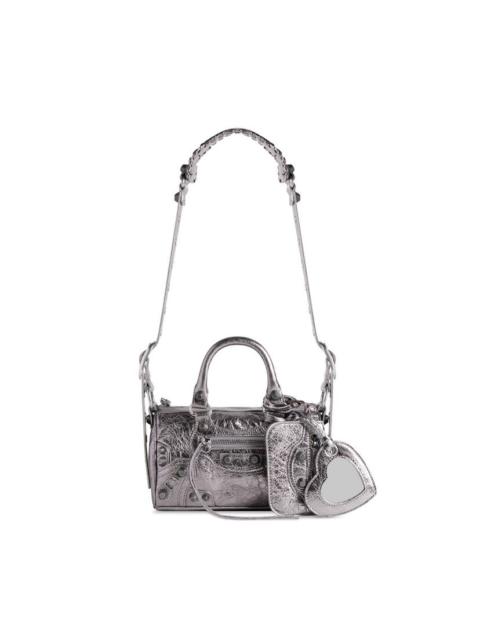Women's Hourglass Xs Handbag Crocodile Embossed in Silver