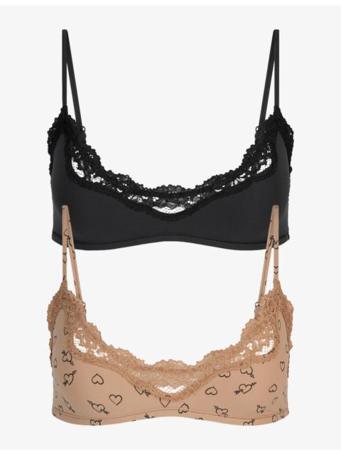 SKIMS Fits Everybody Lace-Trim Scoop-Neck Pack of Two Jersey Bralettes