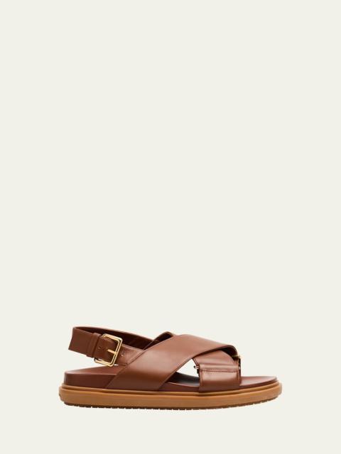 Marni Fussbet Leather Crisscross Sandals