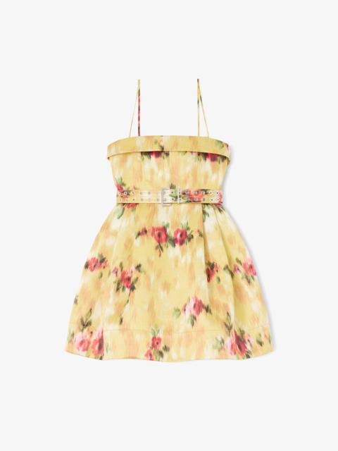 GANNI DRESS IN YELLOW PRINTED SATIN