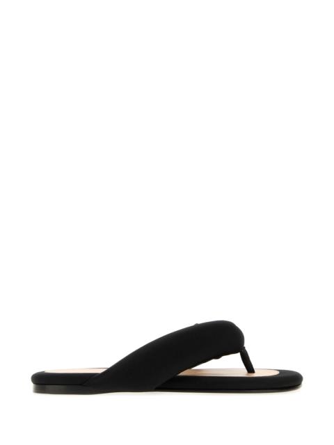 Carven Black satin thong slippers