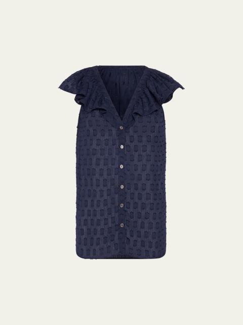 RAMY BROOK Silvia Dot Ruffle-Trim Top