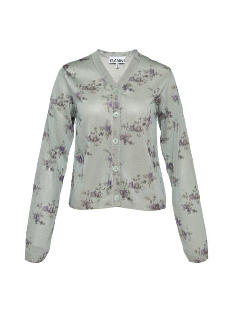 GANNI Printed Metallic Cardigan