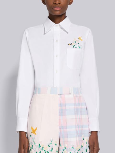 Oxford Sequin Embroidery Point Collar Shirt