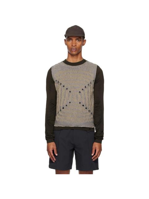 ROA Blue & Beige Vortex Crewneck Vest