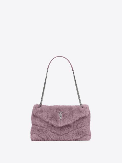 SAINT LAURENT puffer small bag in merino shearling and lambskin