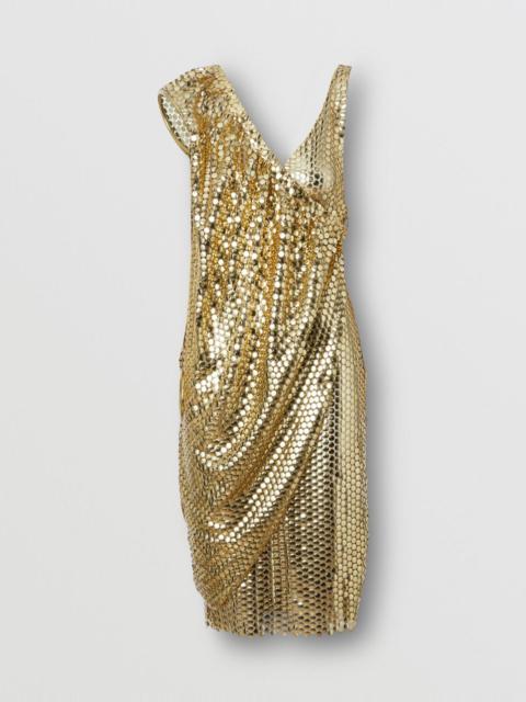Burberry Metallic Paillette-embellished Mesh Asymmetric Dress