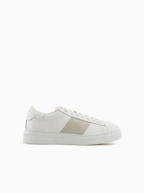 EMPORIO ARMANI Leather sneakers with logo detail