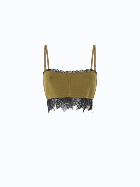 PINKO KNIT TOP WITH CONTRASTING LACE INSERT