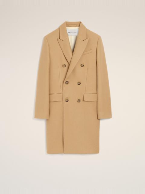 AMI Paris BEIGE DOUBLE BREASTED WOOL COAT