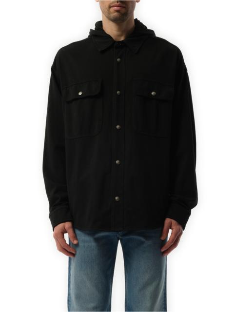 Palm Angels GD Classic Logo Hooded Overshirt in Black/Black