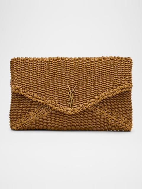 SAINT LAURENT Large YSL Envelope Pouch Clutch Bag in Braided Rope