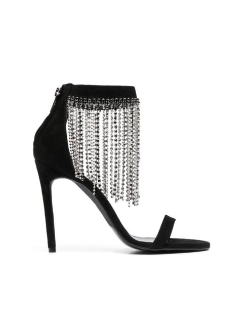 PINKO rhinestone-fringe suede sandals