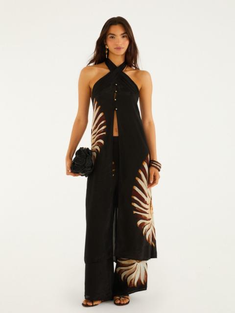FARM RIO Black Ammonite Beaded Elastic Waist Pants