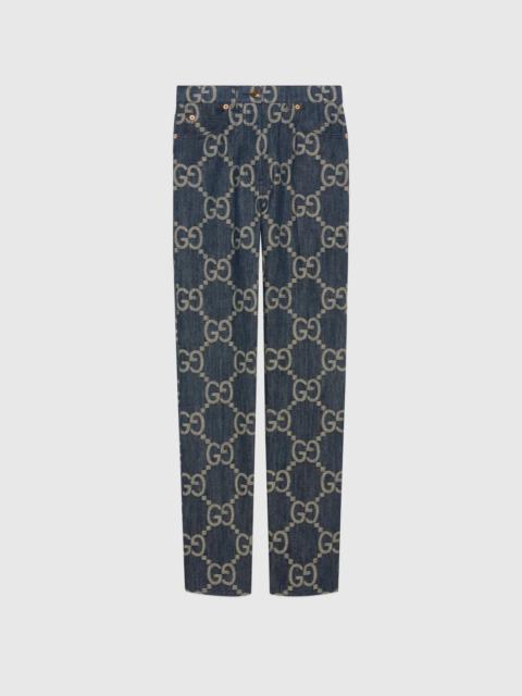 GUCCI Jumbo GG denim-jacquard high-rise straight-leg jeans