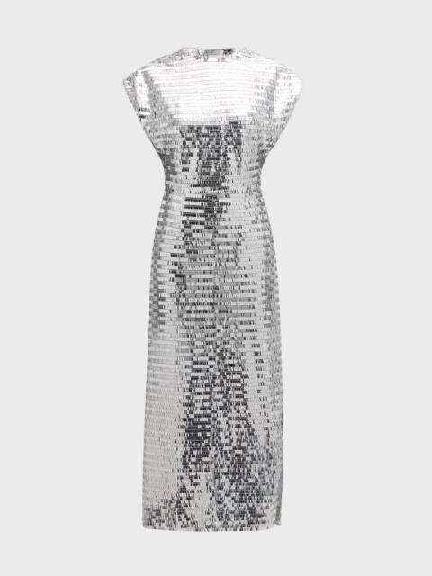 SIMONMILLER Argan Sequined Short-Sleeve Midi Dress