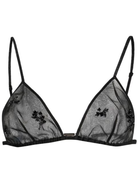Prada embroidered-detail sheer silk bralette