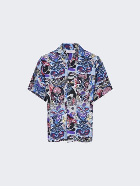 Martine Rose Hawaiian Shirt Blue and Grey Creature