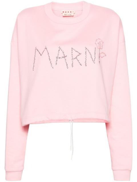 Marni logo-embroidered cropped sweatshirt