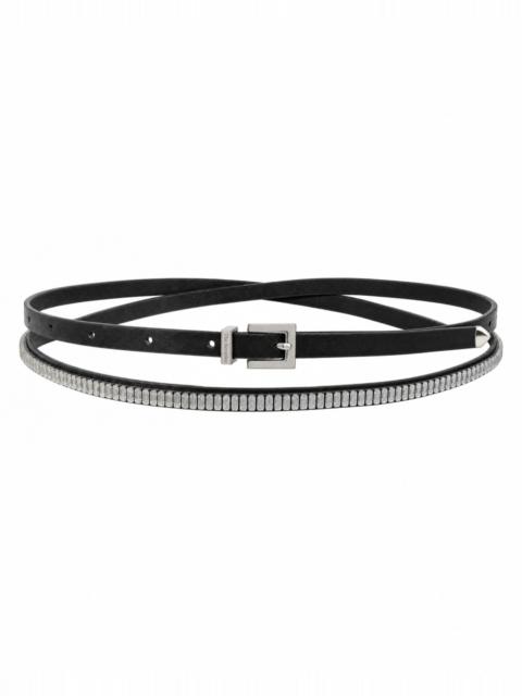 The Kooples CEINTURE EN CUIR STRASSÉE NOIRE