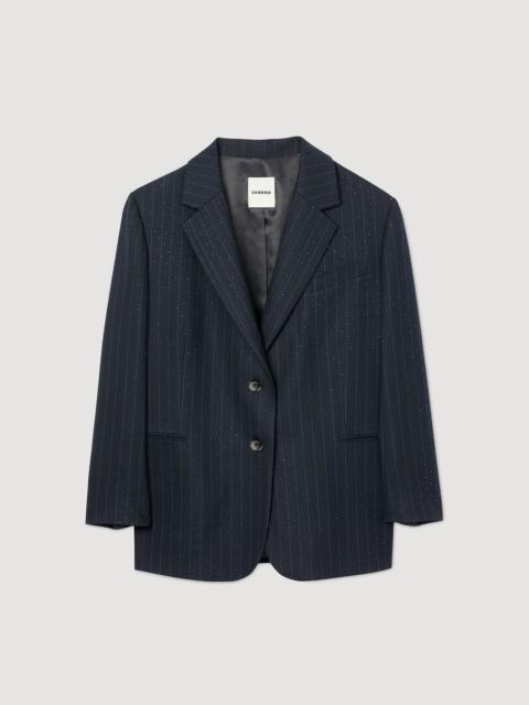 STRIPED RHINESTONE SUIT JACKET